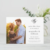 Elegant Monogram Foto Weddenschap Save the Date (Staand voorkant)