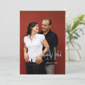 Elegant Monogram Foto Weddenschap Terug 2 Kaart (Staand voorkant)