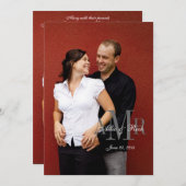 Elegant Monogram Foto Weddenschap Terug 2 Kaart (Voorkant / Achterkant)