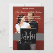 Elegant Monogram Foto Weddenschap Terug Kaart (Achterkant)