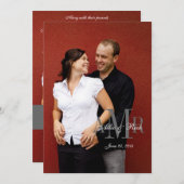 Elegant Monogram Foto Weddenschap Terug Kaart (Voorkant / Achterkant)