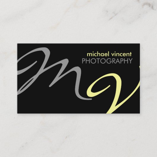 Elegant Monogram Fotografie Visitekaartje (Voorkant)