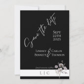 Elegant monogram Fotokaligrafie zwart Save The Date (Voorkant)