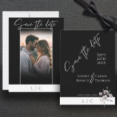 Elegant monogram Fotokaligrafie zwart Save The Date