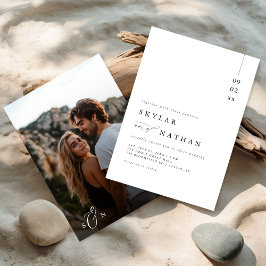Elegant monogram Full Bleed Photo Budget Wedding Kaart