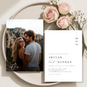 Elegant monogram Full Bleed Photo Budget Wedding Kaart