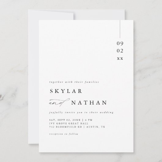 Elegant monogram Full Bleed Photo Budget Wedding Kaart (Voorkant)