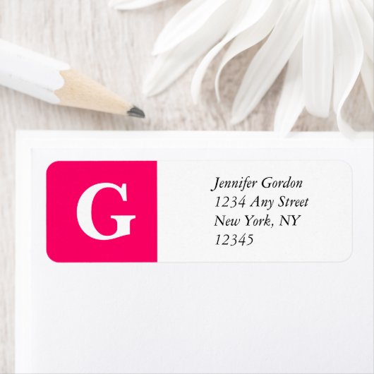 Elegant Monogram G Retouradres Label Roze (Insitu)