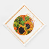 Elegant monogram 'Geef Bedankt Zonnebloem Boeket Servet (Hoek)