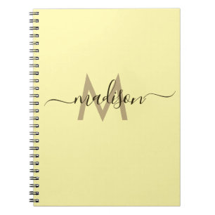 Elegant Monogram Geel Scriptie Kantoor School Notitieboek