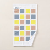 Elegant MONOGRAM Geometric Pastel Squares Bad Handdoek (Handdoek)