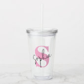 Elegant Monogram Gepersonaliseerde Acryl Tumbler Drinkbeker (Voorkant)