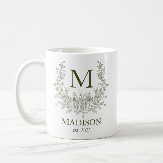Elegant Monogram Gepersonaliseerde Koffie Mok (Links)