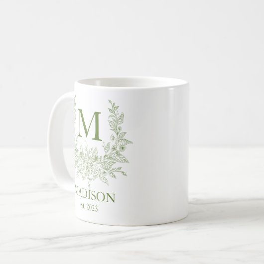 Elegant Monogram Gepersonaliseerde Koffie Mok (Voorkant links)