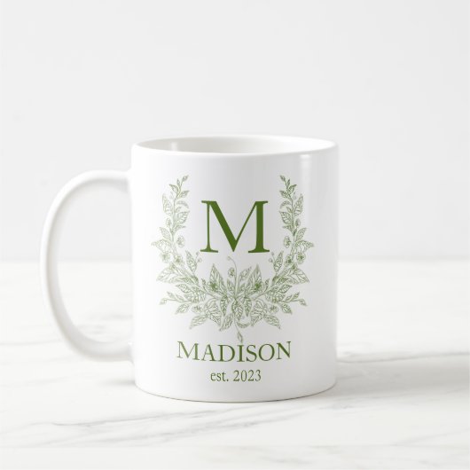 Elegant Monogram Gepersonaliseerde Koffie Mok (Links)