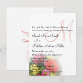 Elegant Monogram Gerber Daisies Huwelijksuitnodigi Uitnodiging Briefkaart (Voorkant / Achterkant)