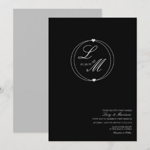 Elegant Monogram Gescript Hartaansluiting Trouw Kaart