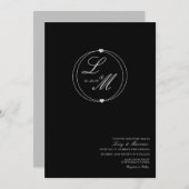Elegant Monogram Gescript Hartsvormig Trouwfeest Kaart (Voorkant / Achterkant)