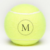 Elegant monogram gestippelde rand tennisballen (Achterkant)
