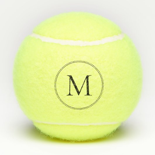Elegant monogram gestippelde rand tennisballen (Achterkant)