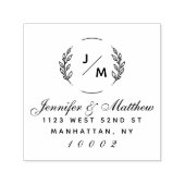 Elegant monogram getrouwd paar retour adres  zelfinktende stempel (Design)