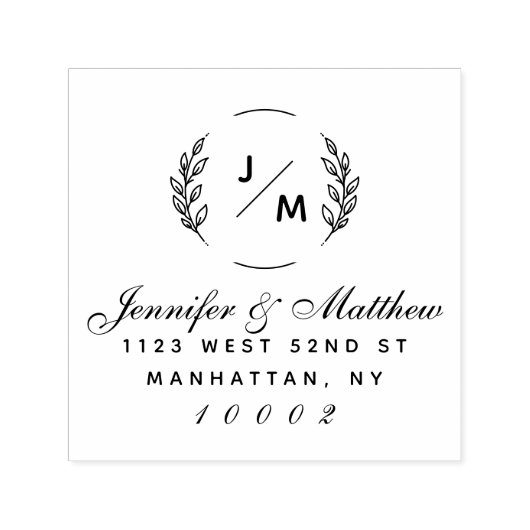 Elegant monogram getrouwd paar retour adres  zelfinktende stempel (Design)