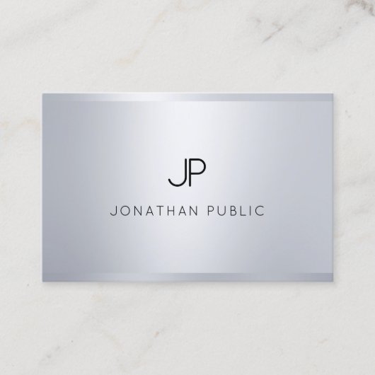 Elegant Monogram Glamor Silver Professional Plain Visitekaartje (Voorkant)