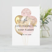 Elegant Monogram Glitter Balloons Aankondiging (Staand voorkant)