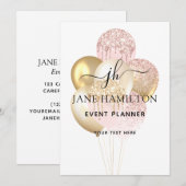 Elegant Monogram Glitter Balloons Aankondiging (Voorkant / Achterkant)