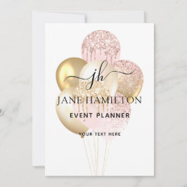 Elegant Monogram Glitter Balloons Aankondiging