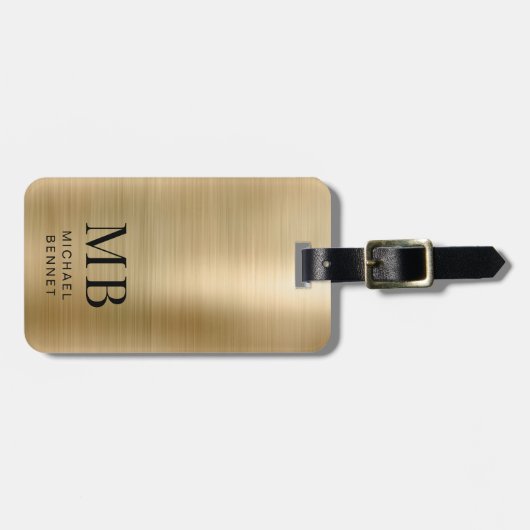 Elegant Monogram Gold Bagagelabel (Voorkant horizontaal)