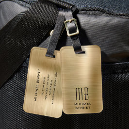 Elegant Monogram Gold Bagagelabel