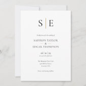 Elegant Monogram Gold Black Photo Weddenschap Kaart (Voorkant)