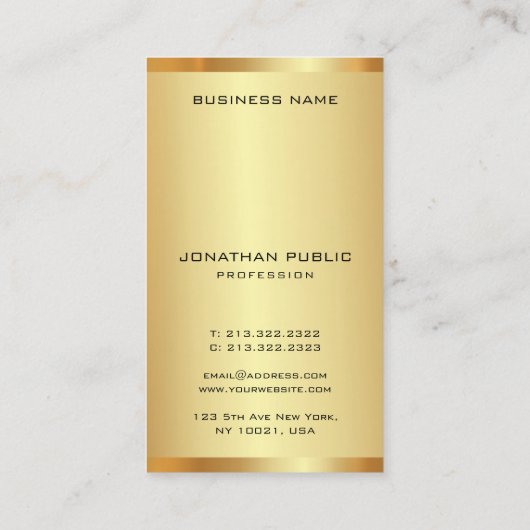 Elegant Monogram Gold Blik Moderne Verticale Luxe Visitekaartje (Achterkant)