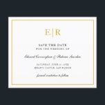 Elegant Monogram Gold Budget Weduwnaar sparen de d<br><div class="desc">Een elegant budget bespaart de datum met je twee initiaal monogram in faux goud,  binnen een grens,  over een witte achtergrond. Dit stijlvolle ontwerp is geweldig voor een formele bruiloft.</div>