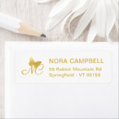 Elegant Monogram Gold Butterfly Retouradres Etiket (Insitu)