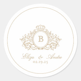 Elegant Monogram Gold Classic Round Sticker
