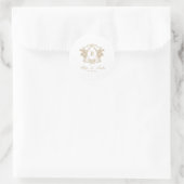 Elegant Monogram Gold Classic Round Sticker (Tas)