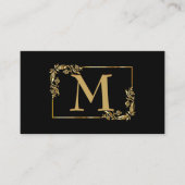 Elegant Monogram Gold en zwart Visitekaartje (Voorkant)