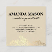 Elegant Monogram Gold Floral Vierkante Visitekaartje (Achterkant)