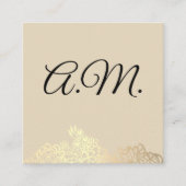 Elegant Monogram Gold Floral Vierkante Visitekaartje (Voorkant)