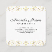 Elegant Monogram Gold Floral Vierkante Visitekaartje (Achterkant)