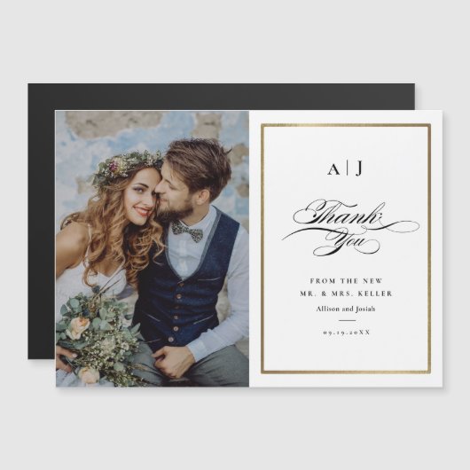 Elegant Monogram Gold Foto Weddenschap Hartelijk d (Voorkant / Achterkant)