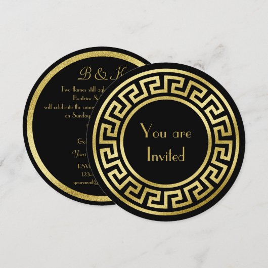 Elegant Monogram Gold Glitter Art Deco Black Kaart (Voorkant / Achterkant)