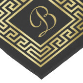Elegant Monogram Gold Glitter Greek Key Black Korte Tafelloper (Hoek)