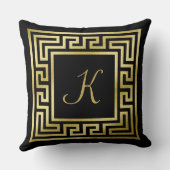 Elegant Monogram Gold Glitter Greek Key Black Kussen (Achterkant)