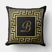 Elegant Monogram Gold Glitter Greek Key Black Kussen (Voorkant)