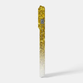 Elegant Monogram Gold Glitter Ombre Voornaam iPhone Hoesje (Linkerkant)