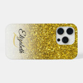 Elegant Monogram Gold Glitter Ombre Voornaam iPhone Hoesje (Achterkant horizontaal)