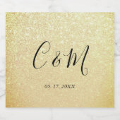 Elegant monogram Gold Glitter Weddenschap Wijn Eti Sparkling Wijnetiket (Enkel label)
